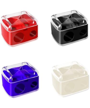 SENRN 4Pcs Makeup Pencil Sharpener Dual Holes Eyeliner Sharpener with Cover Colored Eye Cosmetic Pencil Sharpener for Eyeliner Lipliner Pencils
