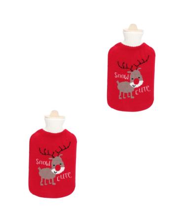 Nolitoy 2 sentences Christmas heat bottle Warmer knitting cover Christmas festival gifts Christmas gifts Small hot water bottle Sweet heat bottle Suite rubber child neck and shoulders 32x20cmx2pcs