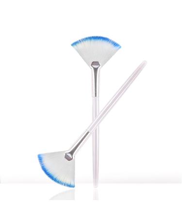 Soft N Style Taklon Fan Mask Brush - Acid Applicator for Glycolic Peel & Masques (2 Pack White/Blue) | International Shipping Available - Buy Online on GoSupps.com