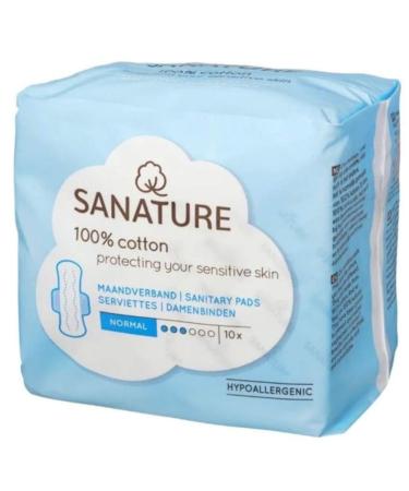 Sanature sanitary pad Normal 100% cotton 10 pieces