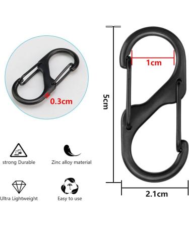 Golrisen 20 Pcs Shape Carabiner Hooks - 50mm Mini Keychain Clips for Hiking Fishing & Camping - Durable Black Metal Double Carabiners - Buy Online on GoSupps.com