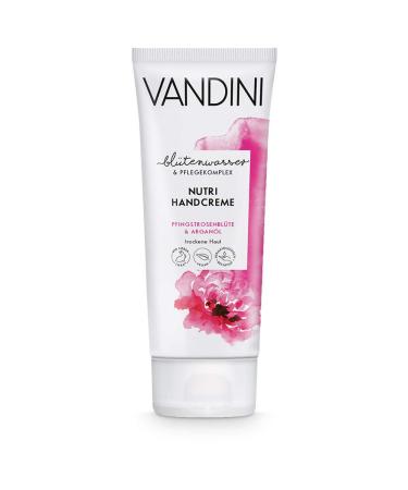 VANDINI Nutri Women's Moisturizing Hand Cream with Peony Flower & Argan Oil - Cream for Dry Hands - Hand Care Without Silicones Parabens and Mineral Oils (1x 75ml)