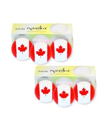 Navika Canada Flag Imprint Golf Balls | 6 Golf Ball Pack | Canadian wrap Golf Balls | Canadian Souvenir/Gift for Golfers | Great Golfing Gift
