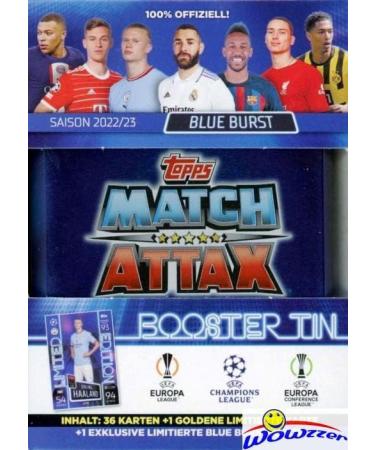 2022/23 Topps Match Attax Champions League Soccer Collector's Booster TIN - (2) Limited Edition Cards Inside! Featuring Haaland, Ronaldo, Messi, Mbappe, Pedri & More - 38 Cards Included! - Buy Online on GoSupps.com
