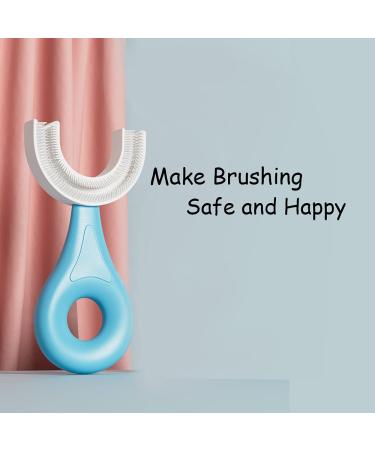 Kids U-Shaped Toothbrush - Food Grade Silicone Brush Head - 360 Oral Cleaning - (6-12 Ages, Pink) - Buy Online on GoSupps.com