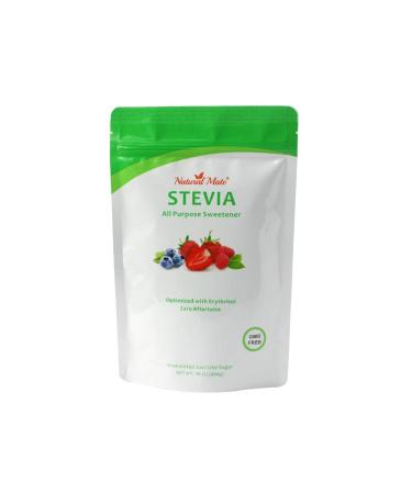 Natural Mate Zero Calorie Sweetener, 16 oz - Organic Stevia Granular Powder Blended with Erythritol - 2:1 Sugar Replacement for Keto, Paleo, Low GI 16 Ounce (Pack of 1)