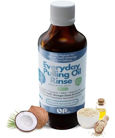 UpOne Whitening Oil Pulling Rinse - 25+ Herb Oil Blend Alcohol-Free Ayurvedic Formula for Teeth Whitening Fresh Mint Flavor Bad Breath Eliminator - 8 fl. oz | Shop Now - Buy Online on GoSupps.com
