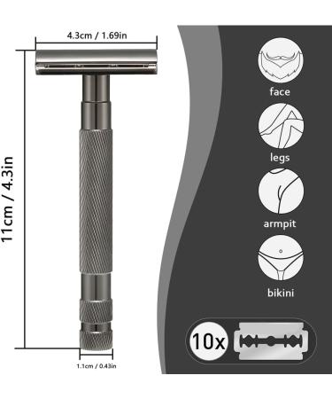 Durable Stainless Steel Safety Razors | Reusable & Replaceable Double-Sided Blade | Eco-Friendly Grooming - Buy Online on GoSupps.com