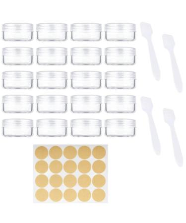 Voarge 20 pieces of cream can empty 10g/10ml transparent small plastic crucible with 4 pieces of mini spatula and 20 point stickers for lip balm powder nail art cosmetics (transparent) - Buy Online on GoSupps.com