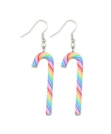 Feylie Christmas crutch earrings handmade Christmas canisy candy earrings drain earrings cute vacation accessories Small crutch earrings suitable for everyday life 4