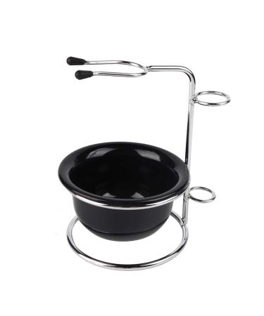 Stable stainless steel-shaving brushes razor holder and black shaving bowl for shaving whiskers at home in the bathroom or in the hairdressing salon