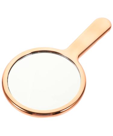 FOMIYES Hand Mirror Glass Handheld Mirror with Handle for Makeup Portable Travel Mirror Gift for Men and Women Rose Gold Round 16x9cm