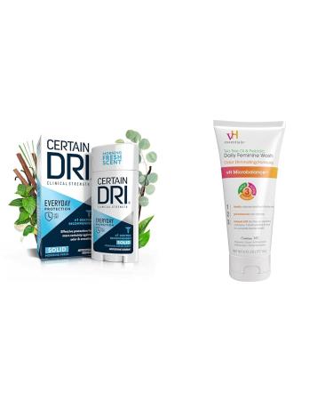 Certain Dri Everyday Antiperspirant Deodorant 2.6oz & vH Essentials Tea Tree Oil Feminine Wash 6oz