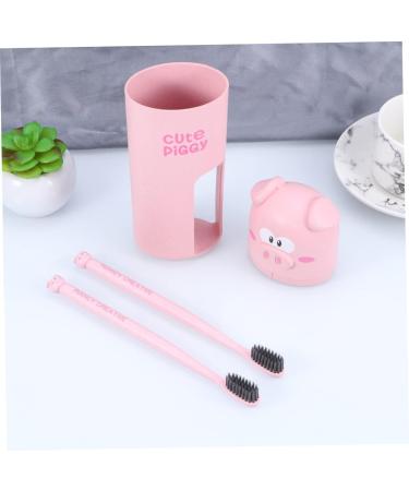 Zerodeko Cartoon Toothbrush Tumblers - Set of 2 Pink Bathroom Cups | Travel-Friendly Tooth Mugs (6.5x20.5 cm) - International Shipping Available - Buy Online on GoSupps.com