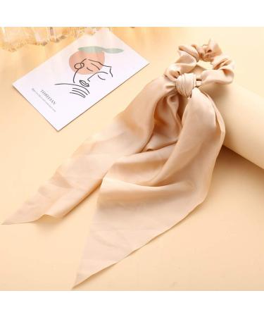 Hair Scarf Scrunchies Set - 7pcs Silky Bowknot Hair Ribbon Ties in Pink/White/Blue/Yellow for Women and Girls - Buy Online on GoSupps.com