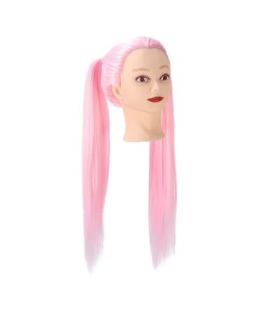Long Pink Hair Styling Training Head Synthetic Fiber Doll for Braiding & Smoothing Practice | International Shipping Available - Buy Online on GoSupps.com
