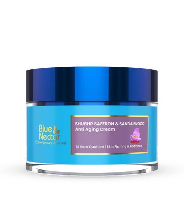 Blue Nectar Anti Aging Face Moisturizer Cream for Deep Hydration | Ayurvedic Natural Saffron Wrinkle Cream (Women  14 Herbs  1.7 Oz)