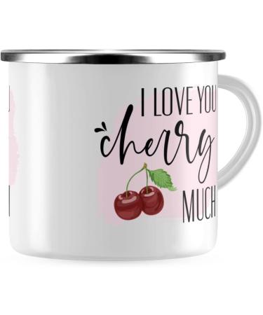 JUNIWORDS Enamel Mug - I Love You Cherry Much | Silver Rim | Perfect Gift for Loved Ones - Buy Online on GoSupps.com