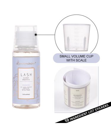 Lunamoon Eyelash Shampoo Concentrate 80ml - Gentle Foam Cleaner for Eyelash Extensions | Includes 120ml Empty Bottles & 4 Cleaning Brushes (Unscented) - Buy Online on GoSupps.com