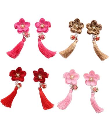 Beaupretty Kids Pairs Vintage Tassel Edge Clip kids tiara Chinese Tassel Clip wedding headpiece for bride Long Tassel Barrette barrettes for girls crystal headpiece girl child hair Wedding - Buy Online on GoSupps.com