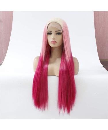 wig Women s long straight hair dyed wig three-color gradient chemical fiber wig before lace hair set