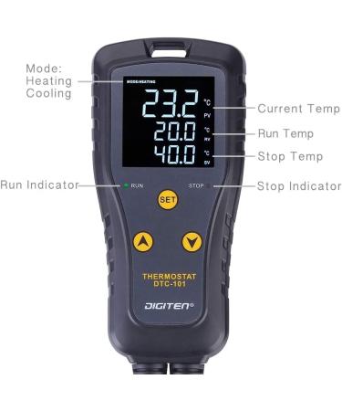 DIGITEN Temperature Controller DTC101 Greenhouse Thermostat Outlet Home Brewing Temperature Controlled Switch 10A Heat Mat Thermostat Aquarium Temperature Controller Heating Cooling Mode - Buy Online on GoSupps.com