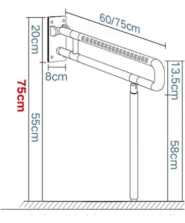 -Handrails Safety Armrests Grab Bar Bathroom U-Shaped Foldable Lift Bathroom Support Disabled Elderly Toilet Auxiliary Stainless Steel Handle/White/A-60Cm (White 75Cm) - Buy Online on GoSupps.com