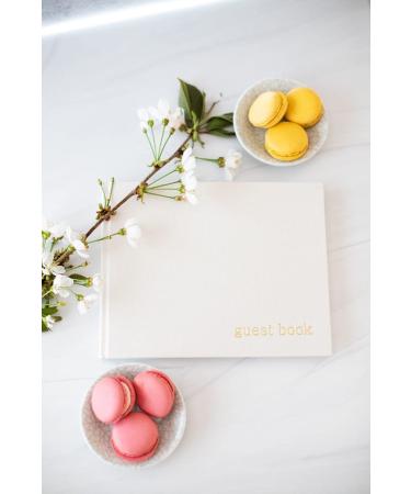 Pearhead Gender Neutral Baby Shower Guest Book - Ivory Linen with Gold Print - Buy Online on GoSupps.com