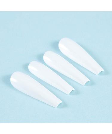 Brishow Long Coffin False Nails - White Ballerina Stick on Nails for Women and Girls - Buy Online on GoSupps.com