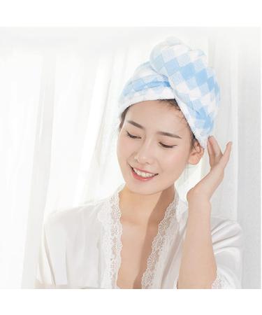 Quick-Drying Microfiber Hair Towel Set - Striped Hair Turbans for Women (Gray Blue Pink Violet) - 4 Absorbent Towels with Button - Buy Online on GoSupps.com