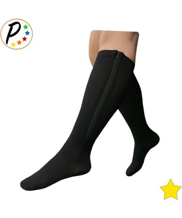 Closed Toe 8-15 mmHg Mild Compression Calf Zipper Socks - Black | Relieve Leg Fatigue & Improve Circulation - Buy Online on GoSupps.com
