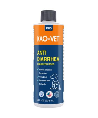 Kao-Vet Dog Anti Diarrhea Liquid for Dogs & Puppies 8 fl oz (236 mL) Fast Acting Diarrhea Relief with 8% Kaolin Upset Stomach Firms Stool & Soothes Intestinal Discomfort