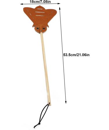 Heavy Duty Edition Fly Swatter - Long Wooden Handle Leather Insect Swatter - Smooth Surface - Helps Women with Long Handle - Practical - Buy Online on GoSupps.com
