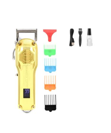 Hair Clippers Full Metal Professional Hair Clipper LCD Digital Display Hair Salon Electric Hair Clipper Shaved Head(Gold)