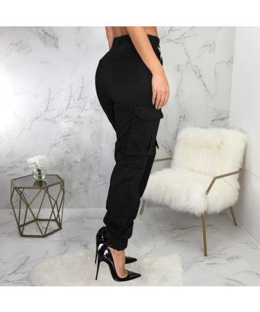 Women's Camo Cargo Lounge Pants - X-Large Black Camouflage Sweatpants with Pockets - Buy Online on GoSupps.com