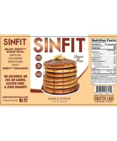 Sin Fit Pancake Syrup | Sugar Free Syrup | Zero Calories Sugar-Free No Carbohydrates No Fat Gluten Free | 60 mL Per Serving | 12 Fl Oz. / 355 mL (Maple) - Buy Online on GoSupps.com