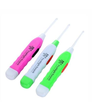 LED Light Ear Wax Removal Tool Multi-Color Pack with Illuminated Tips Professional Cleaning Pick Set for Safe Home Use (Pink)