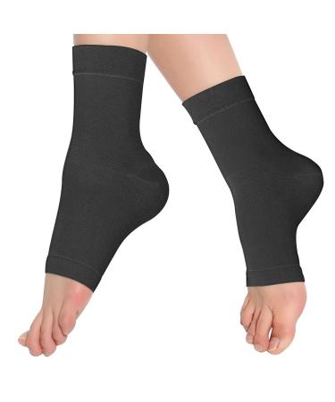 eYotto 1pair Compression Ankle Support Sleeve Breathable Ankle Wrap for Stabilize Ligament Relieve pain Arch Sport Stabilize Ligaments - For Swelling and Sprained Ankle Arthritis Recovery Injury Black XL ankle circumference 25-28cm