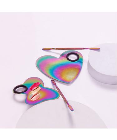 Buy Beaupretty Mini Heart Shaped Makeup Mixing Plate & Spatula | Stainless Steel Nail Color & Foundation Tools - International Shipping - Buy Online on GoSupps.com