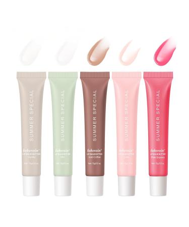 5Pcs Summer Special Lip Butter Balm Set-Shea Butter & Avocado Oil Formula Long-lasting Hydrating Non-Sticky Lip Gloss Soften Dry and Lip Care (5 PCS) 5Color