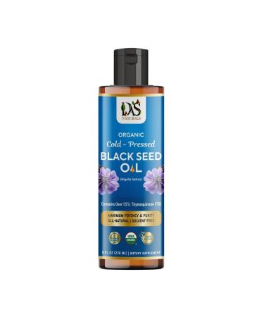 Das Naturals Organic Black Seed Oil | Rich in Thymoquinone & Omega 3 6 9 | Cold-Pressed Black Cumin Nigella Sativa | Pure Unrefined Blackseed Oil | 8 fl oz