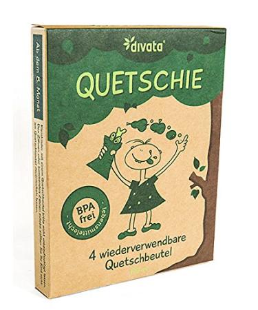 Divata Quetschies 170ml - 4 Set Reusable Squeeze Bags for Baby Food Yogurt & Smoothies | Eco-Friendly Storage Solution - Buy Online on GoSupps.com