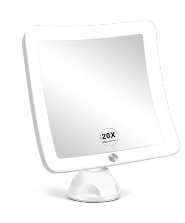 Fabuday 20X Magnifying Mirror with Light, Upgraded Lighted Makeup Mirror with Magnification, LED Magnified Mirror for Bathroom, Portable Travel Mirror, Square