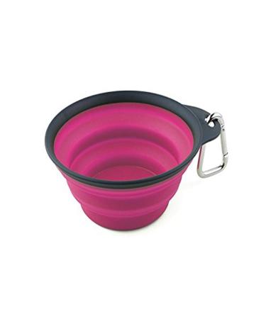Dexas Popware for Pets Collapsible Travel Cup, Small, Gray/Pink