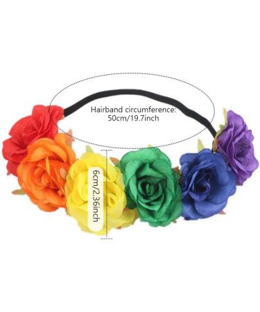 Gay Pride Headband Rainbow Flower Headband Rose Flower Headpiece Pride Hair Accessories for Pride Party Style 2 Headbands colorful 2 - Buy Online on GoSupps.com