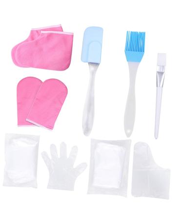 Housoutil 1 Set Hand and Foot Care Set Paraffin Bath Liners Bath Accessories Soothing Skin Warmer Japanese Hair Stick Sand off Mitt Pink Work Scrub Spa Plastic Gloves (foot Covers) 17.5x6cm Pink