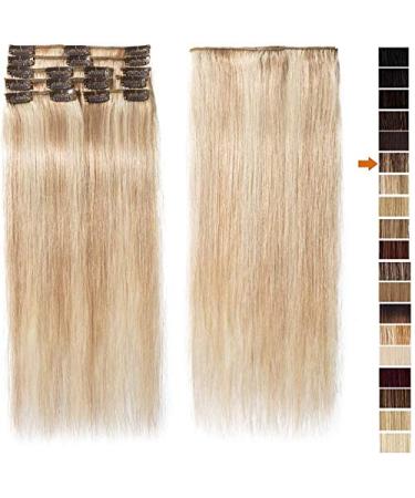 Clip-In Real Hair Extensions Set | 8 Parts Remy Honeyblond #18P613 | Cheap Soft 20 (50cm) | International Shipping Available - Buy Online on GoSupps.com