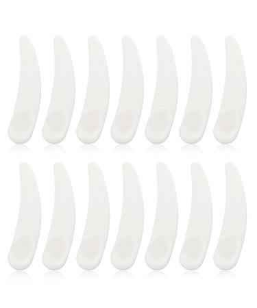 Molain 100Pcs Cosmetic Spatulas Mini White Plastic Beauty Face Cream Eye Cream Scraper Cosmetic Spatula for Mixing and Sampling