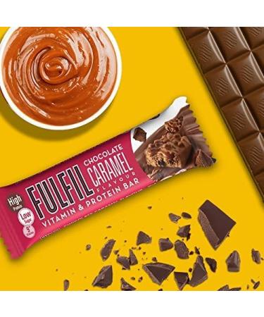 Fulfil Chocolate Caramel Protein Bar - 15 Bars, 20g Protein, 9 Vitamins, Low Sugar - 55g - Buy Online on GoSupps.com