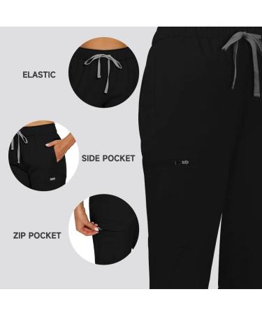 Niaahinn Classic Women's Scrub Set - Black Nursing Uniform Top & Jogger Pants - Buy Online on GoSupps.com
